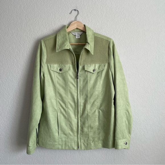 Allison Daley Jacket Womens 10 Green Suede - Picture 1 of 6